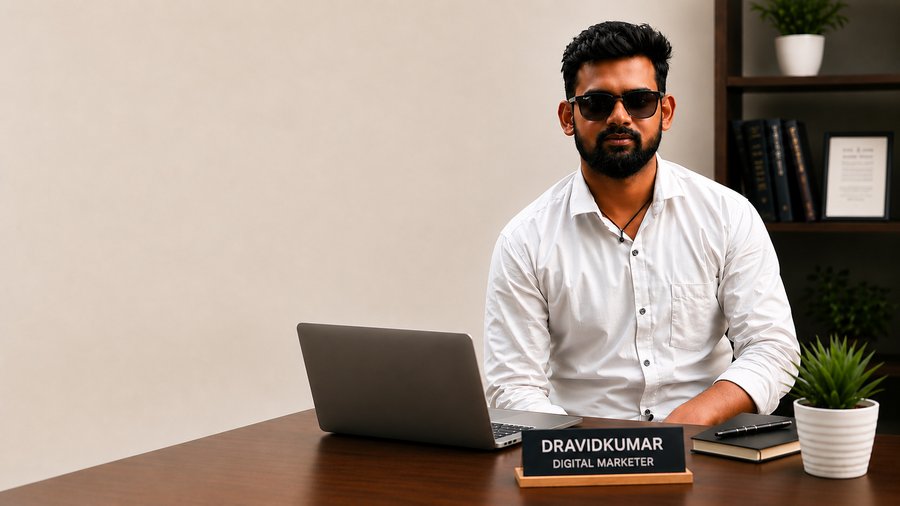 Dravid Kumar, Senior Performance Marketing Specialist, working at his desk